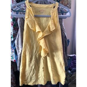 Lilly Pulitzer Yellow Ruffle Tank Top 100% Pima Cotton Size Small